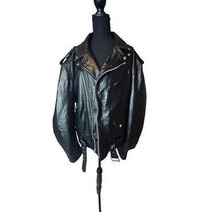 DURKEE'S EXPRESS Leather Biker‎ Jacket XXL Tall | Real Leather Moto style